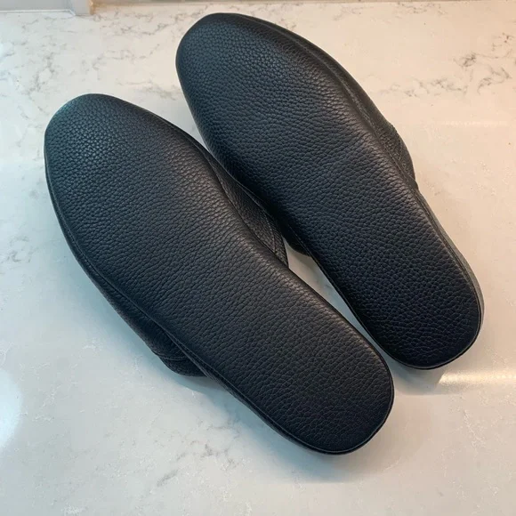 NEW LB Evans Black Leather Aristocrat Smoking Comfort Men's Slippers Size 9 - Picture 4 of 6